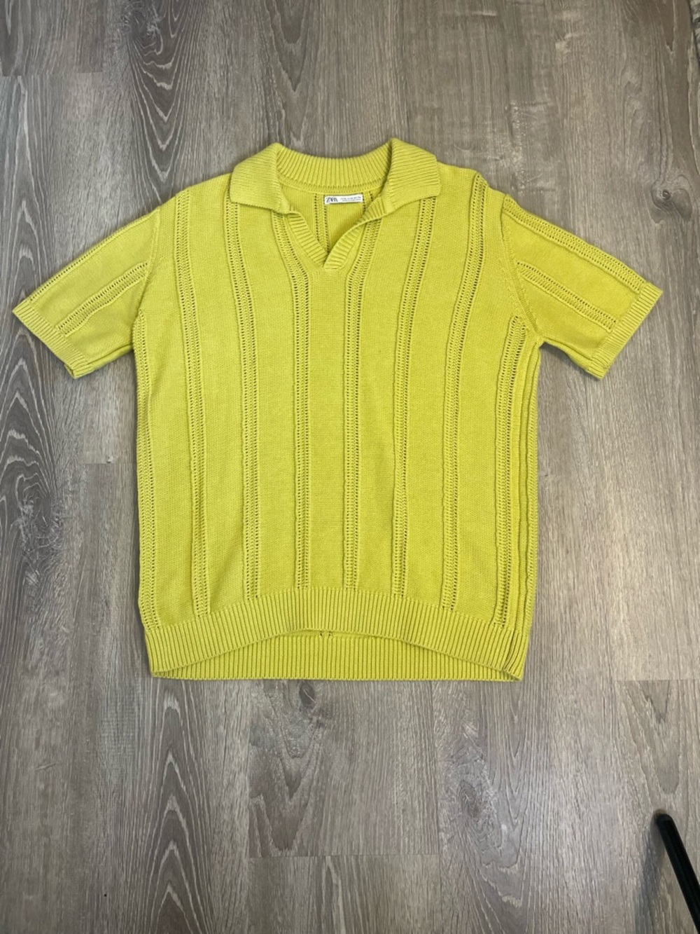 Zara Lime Green Knit Polo Sweater